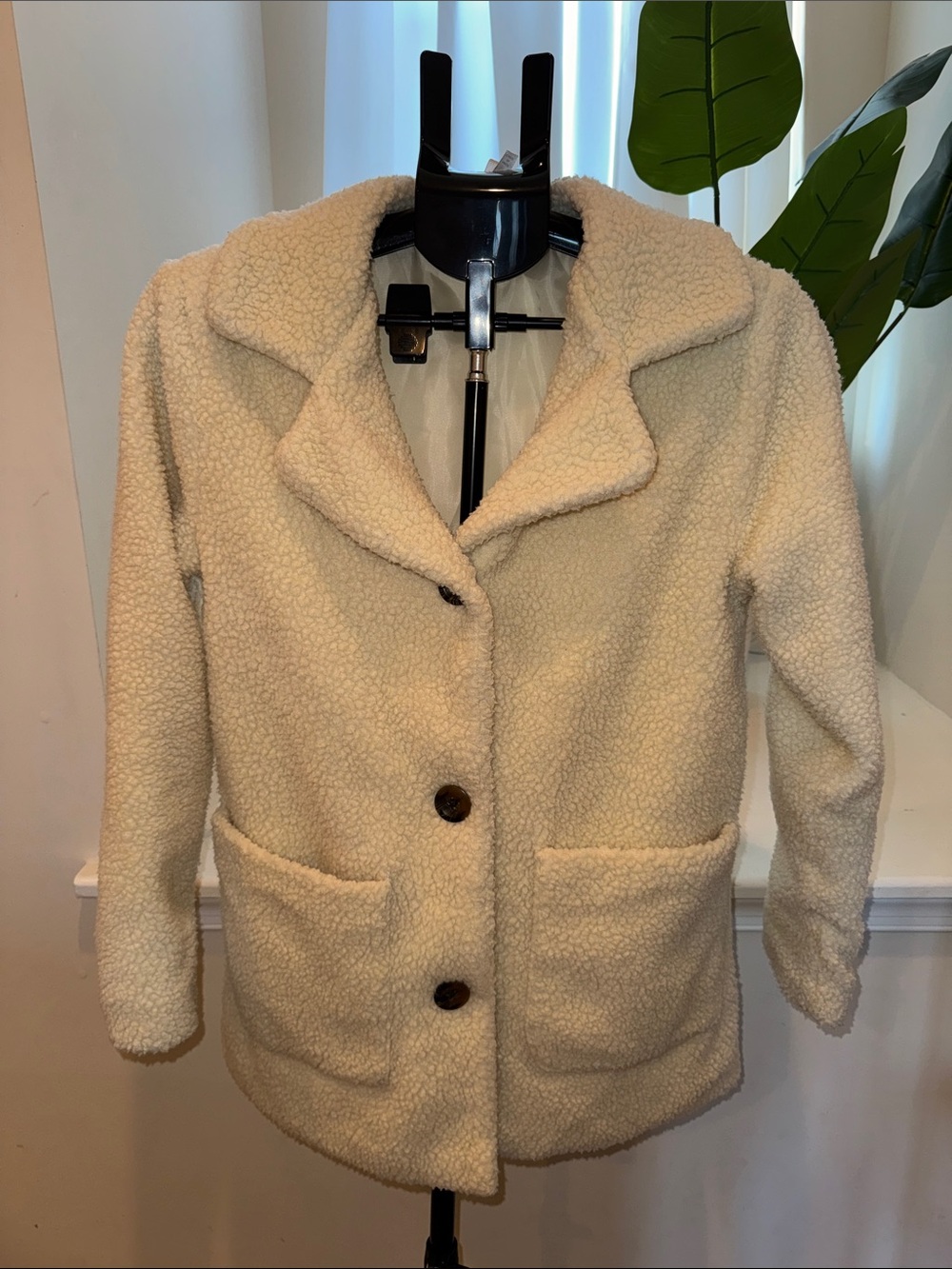 Pink Platinum Cream Teddy Sherpa Button Jacket